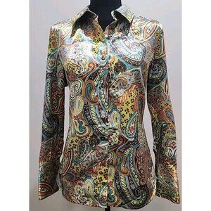 Vintage Cambridge Dry Goods Size 6 S Multicolor Floral Women Button PaisleyShirt